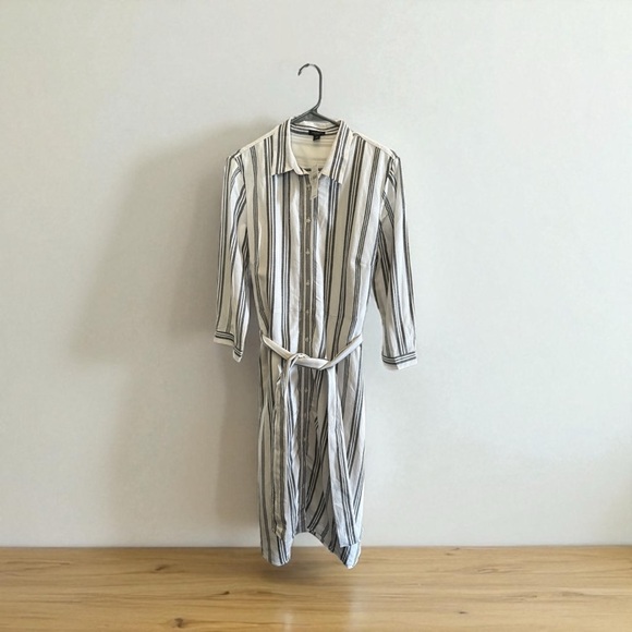 Ann Taylor Factory Striped Button Front Belted Dress Size 12 - Picture 10 of 11